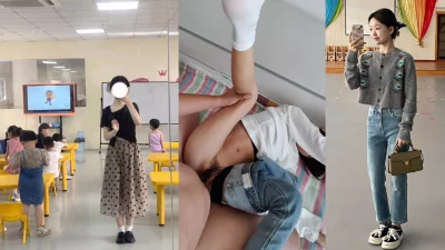 【露脸草哭求饶】孩子幼儿园班主任被我约，牛仔裤白袜被狂操到哭着求饶